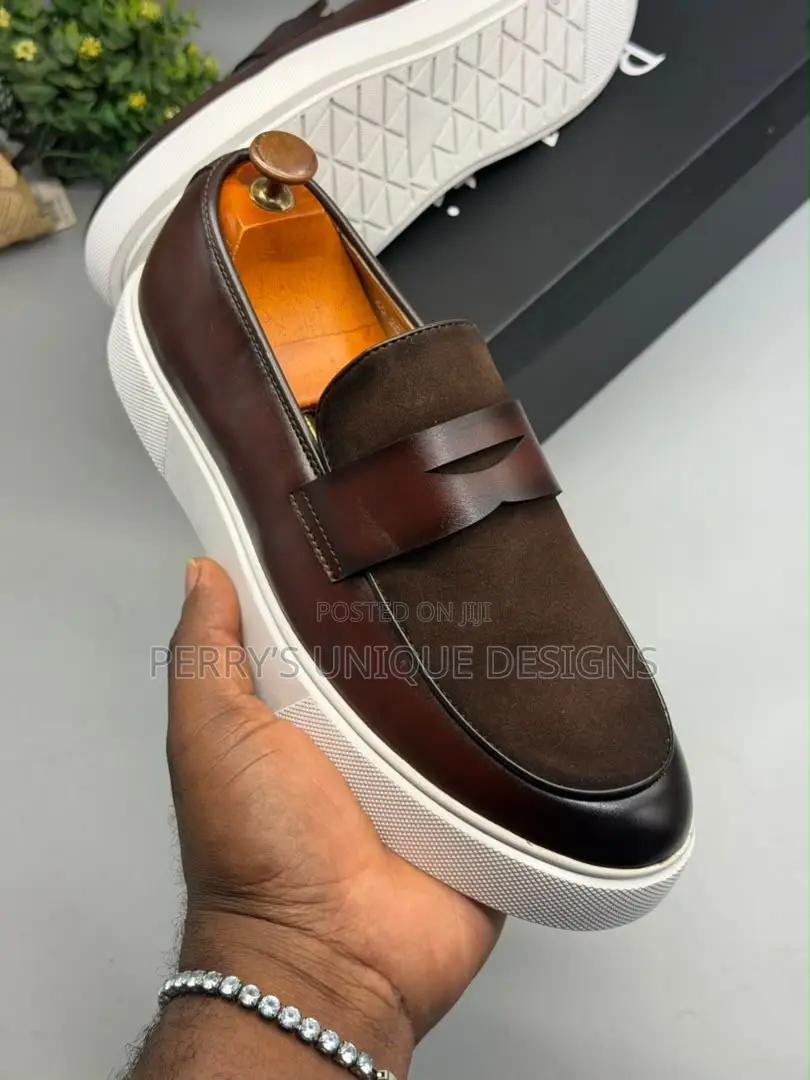 Executive Men's Brown Suede & Leather Slip-on Casual Loafers