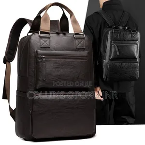 Luxury PU Backpack for Business, Casual - BROWN