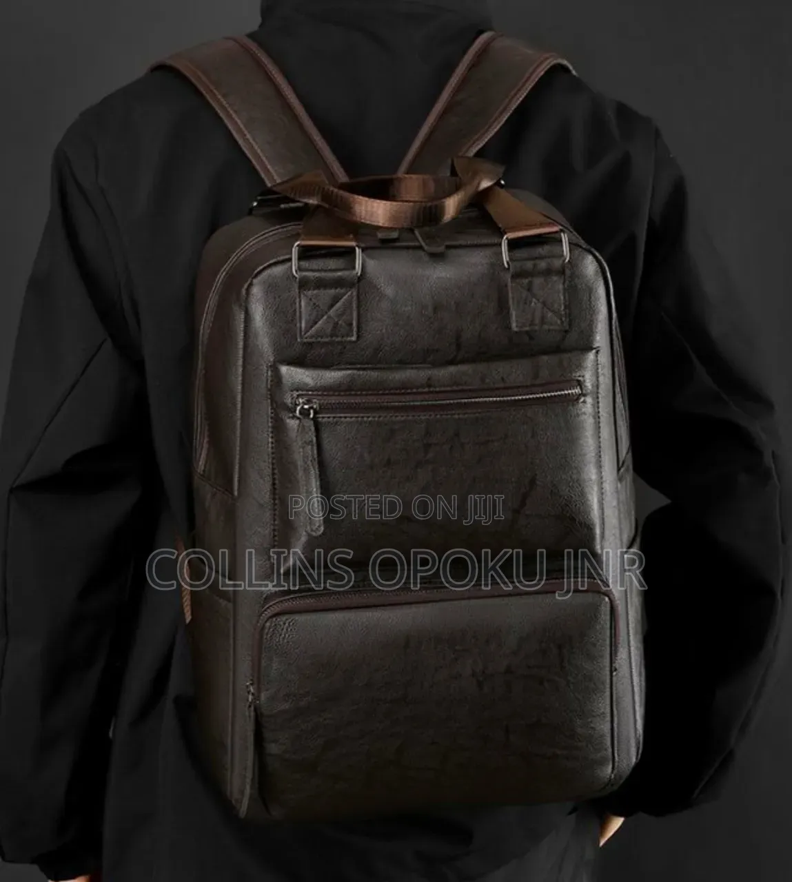 Luxury PU Backpack for Business, Casual - BROWN