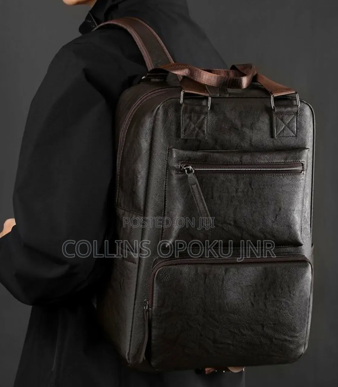 Luxury PU Backpack for Business, Casual - BROWN
