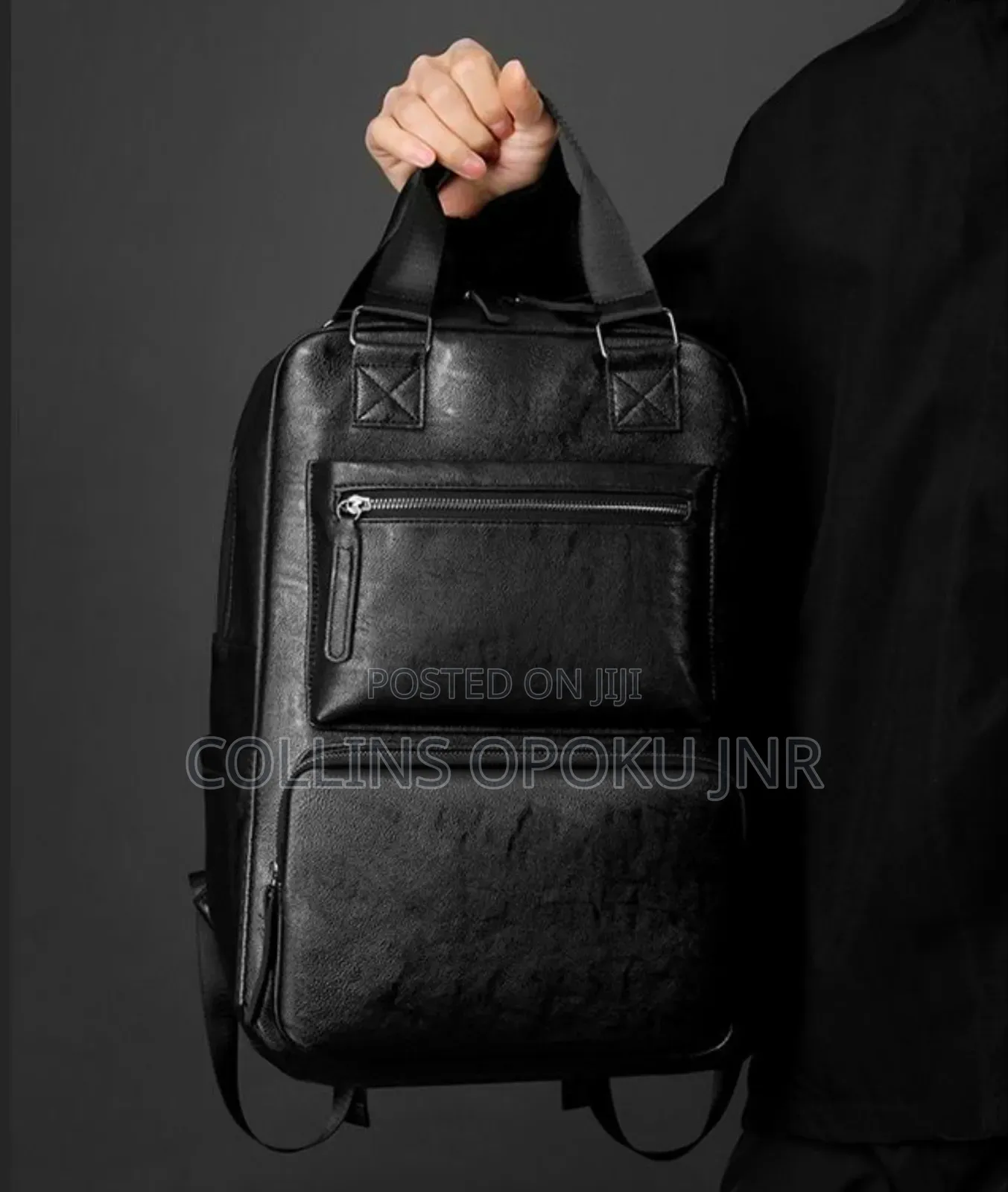 Luxury PU Backpack for Business, Casual - BLACK