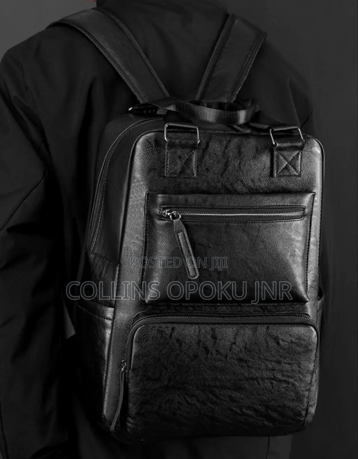 Luxury PU Backpack for Business, Casual - BLACK