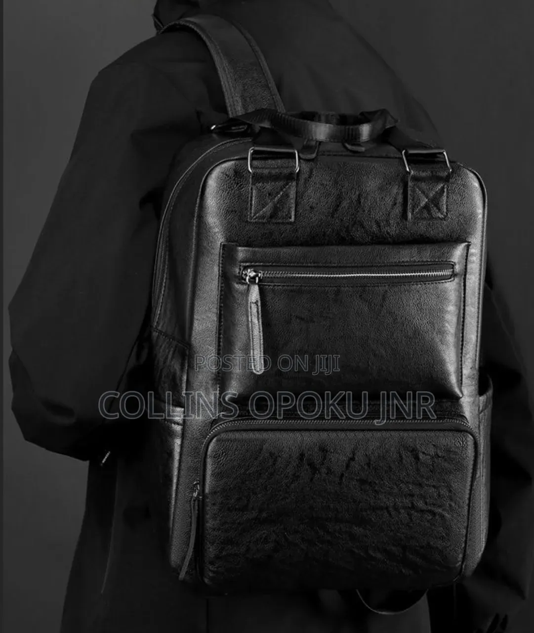 Luxury PU Backpack for Business, Casual - BLACK