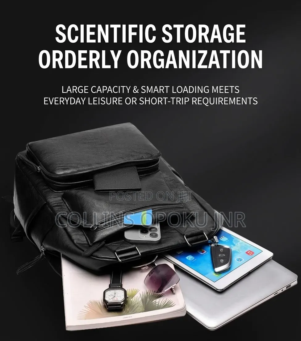 Luxury PU Backpack for Business, Casual - BLACK