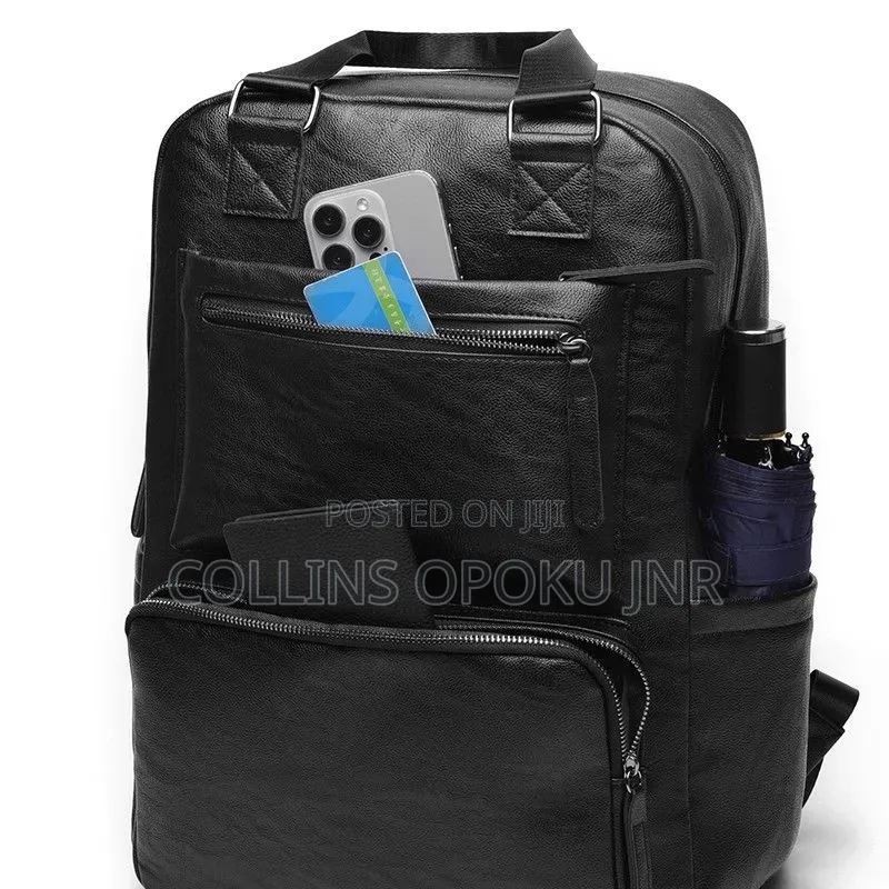 Luxury PU Backpack for Business, Casual - BLACK