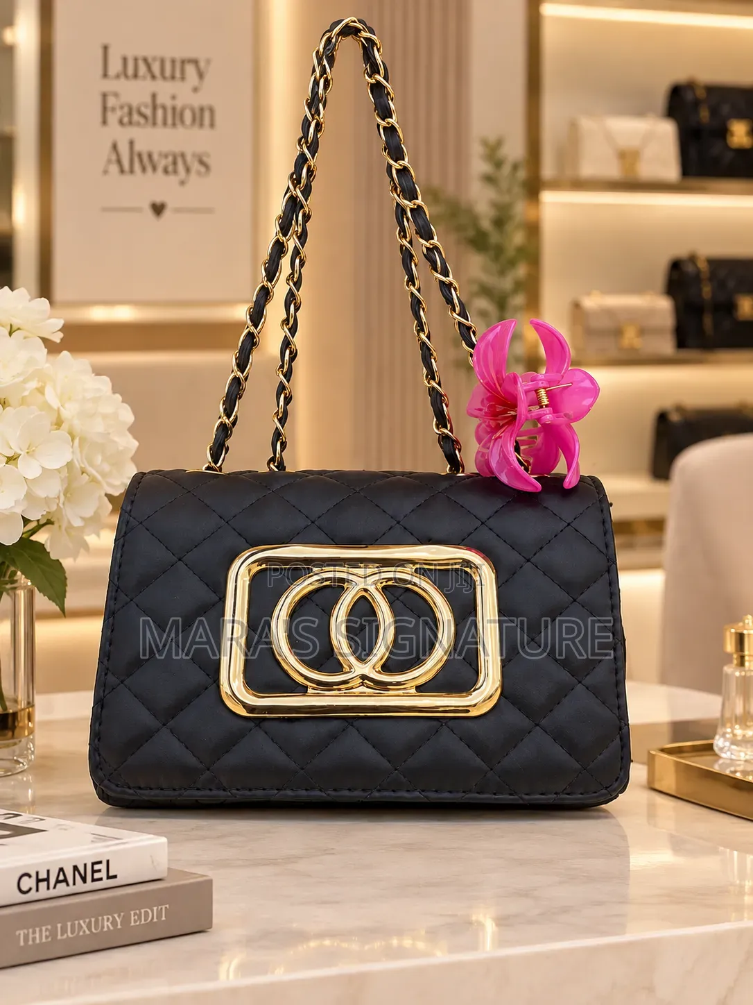 Chanel Inspired Quilted Chain Shoulder Bag