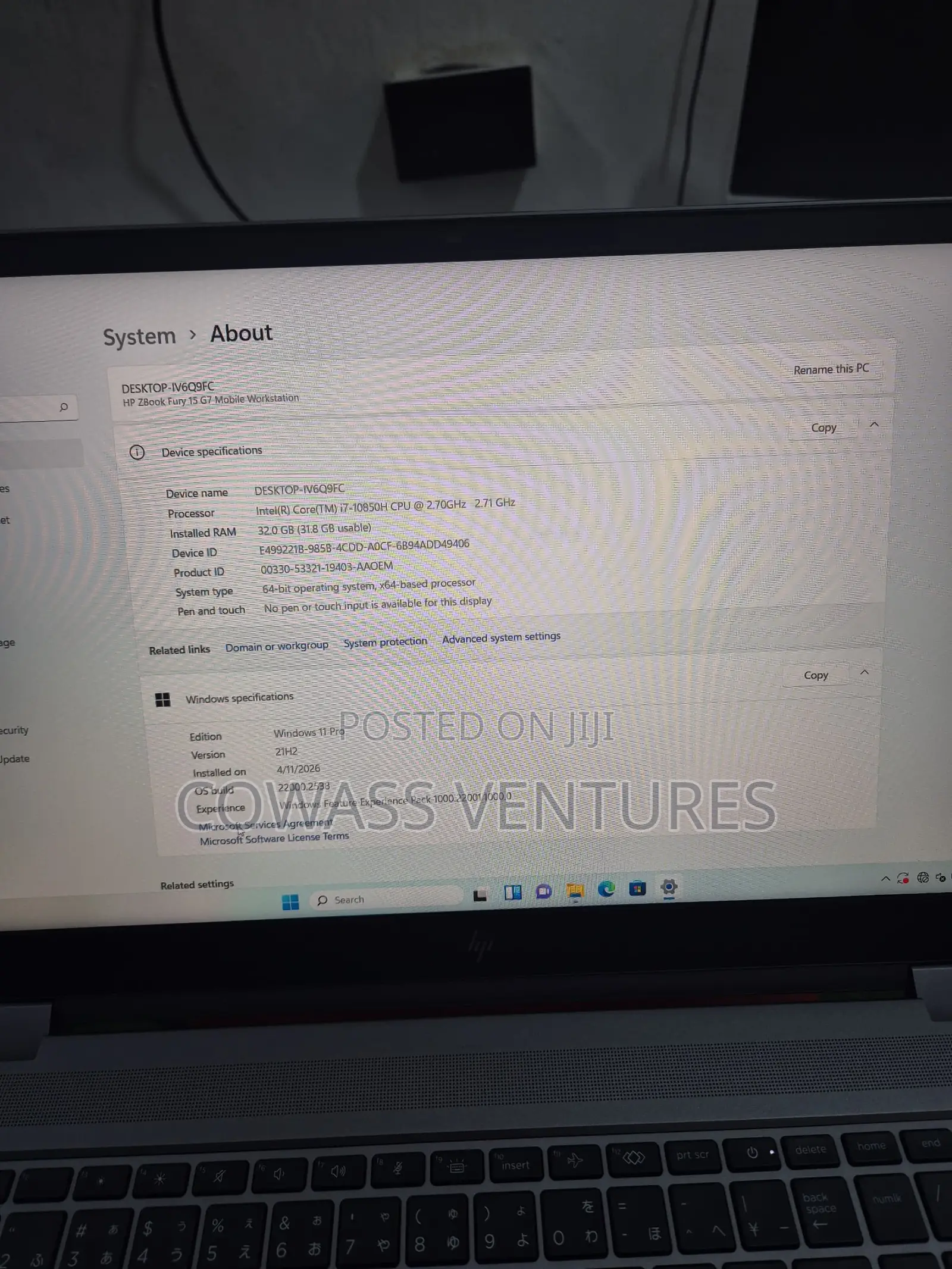 Laptop HP Zbook Fury 15 G7 32GB Intel Core i7 SSD 1T