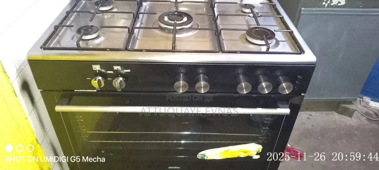 Slightly Use Simfer 5 Burner Standing Cooker, Oven Full, Gas