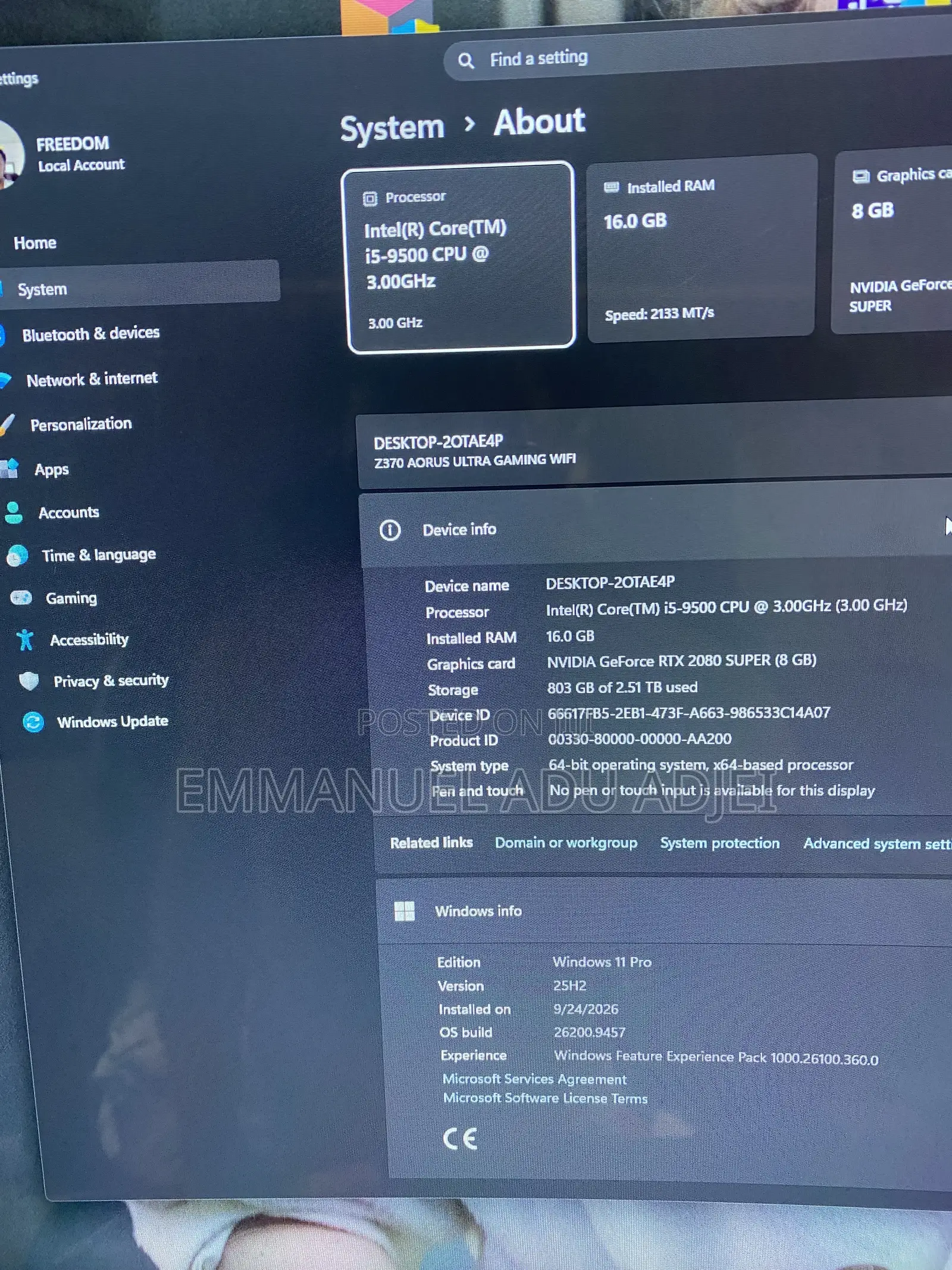 Aorus Z370 Ultra Gaming Wi-Fi + I5 9500 Cpu Going for a Cool Deal