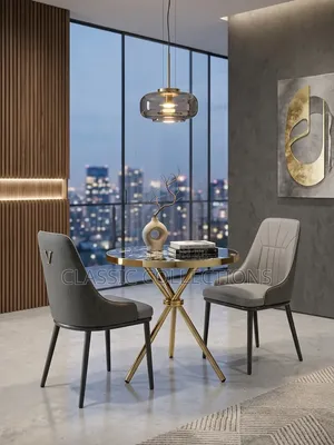 Luxury 2-Seater Dining Set & Diamond-Stitched Chairs