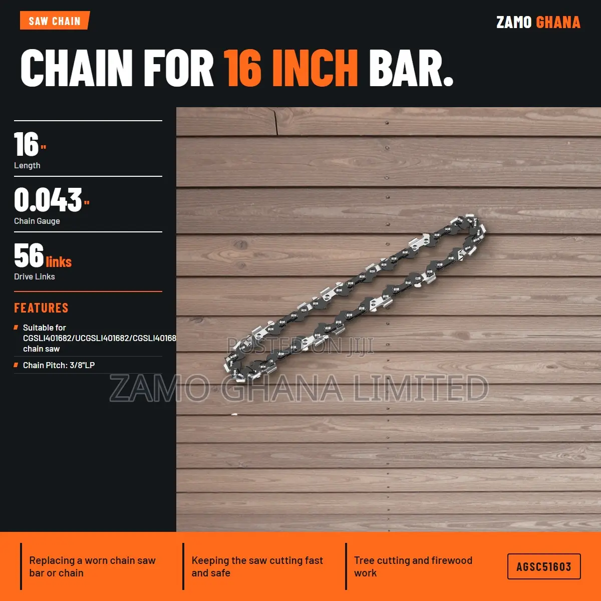 Saw Chain 16" for Cgsli40168 - Agsc51603