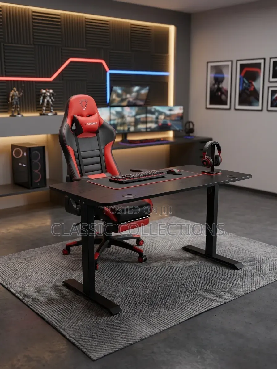 Ergonomic Racing Chair With 1.4m Carbon-Fiber Texture Gaming Desk