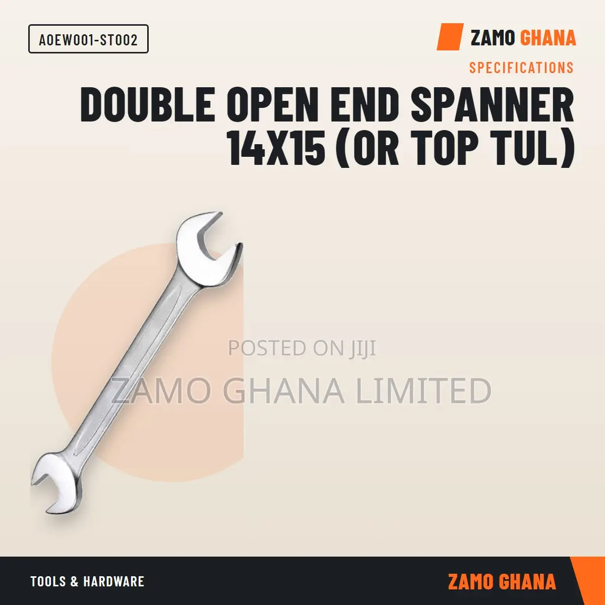 Double Open End Spanner 14x15 (Or Top Tul) - Aoew001-St002