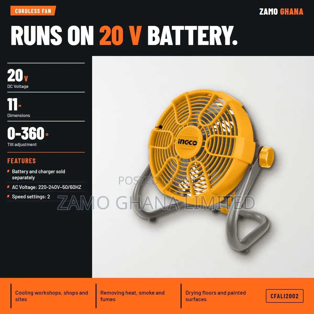 Cordless Fan 20v - Cfali2002