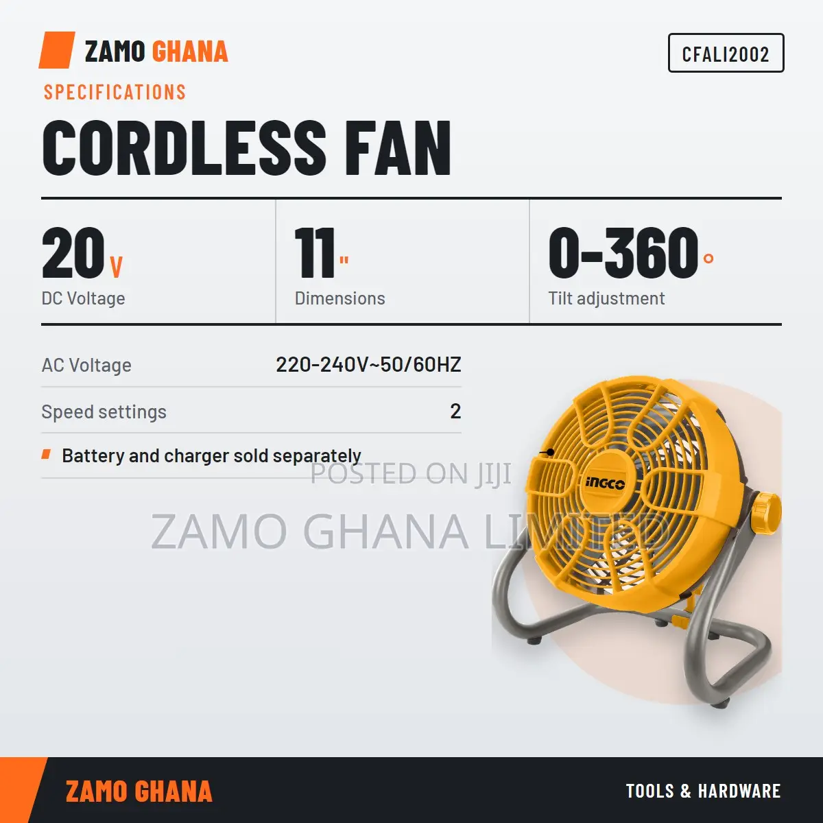 Cordless Fan 20v - Cfali2002