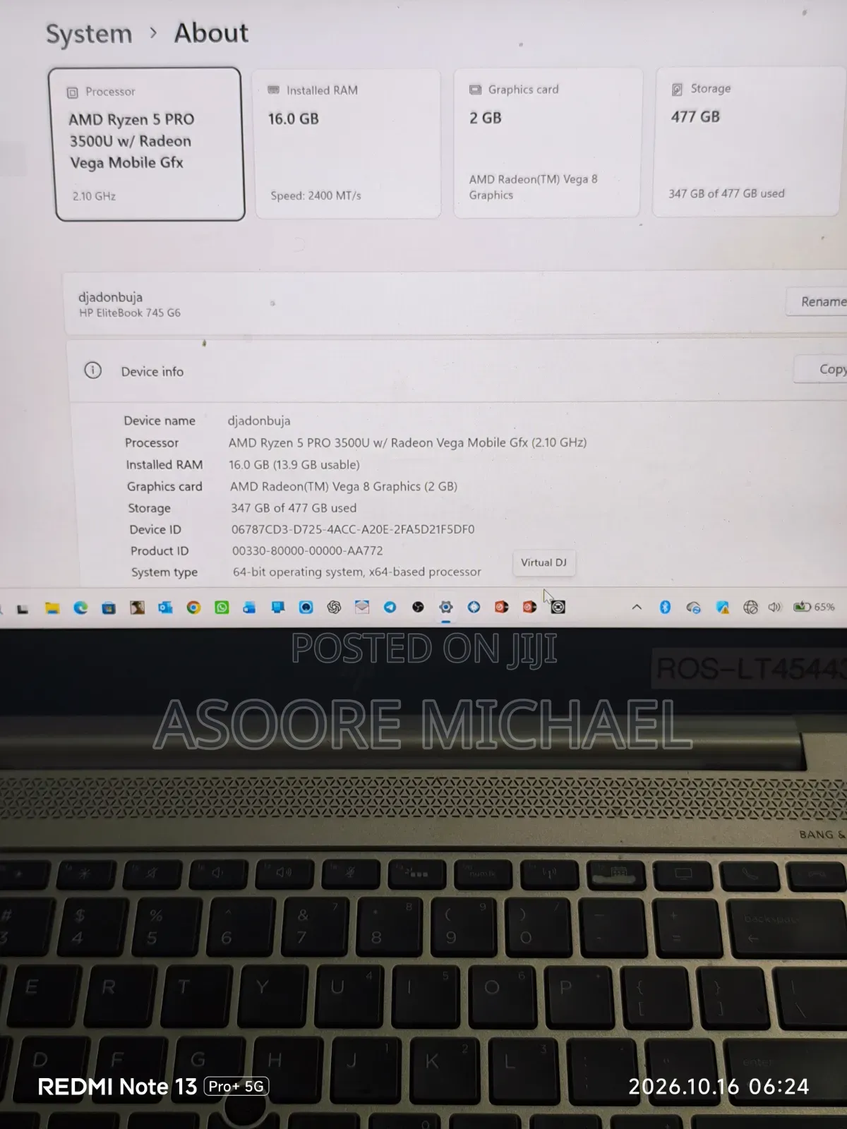 Laptop HP EliteBook 735 G6 16GB AMD Ryzen 5 SSD 512GB