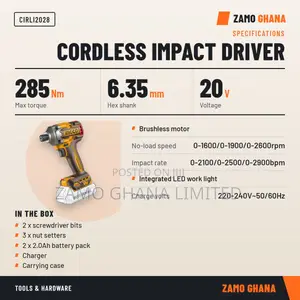 Cordless Impact Driver 20v 285nm + 2 Battery - Cirli2028