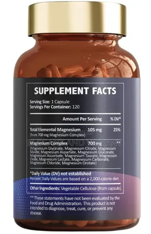 Magnesium 12 in 1 Complex 120 Capsule,with Glycinate,malate,Aspartate
