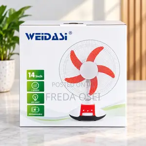 Rechargeable Fan With LED Light – 14-Inch