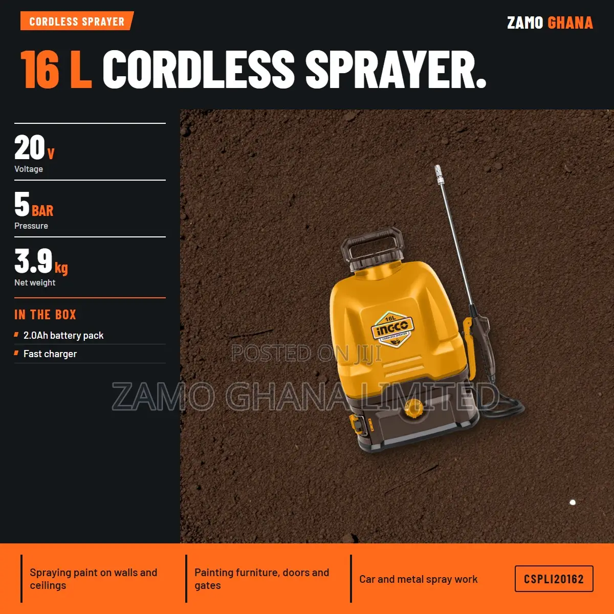 Cordless Knapsack Sprayer 20v 16l + Battery - Cspli20162
