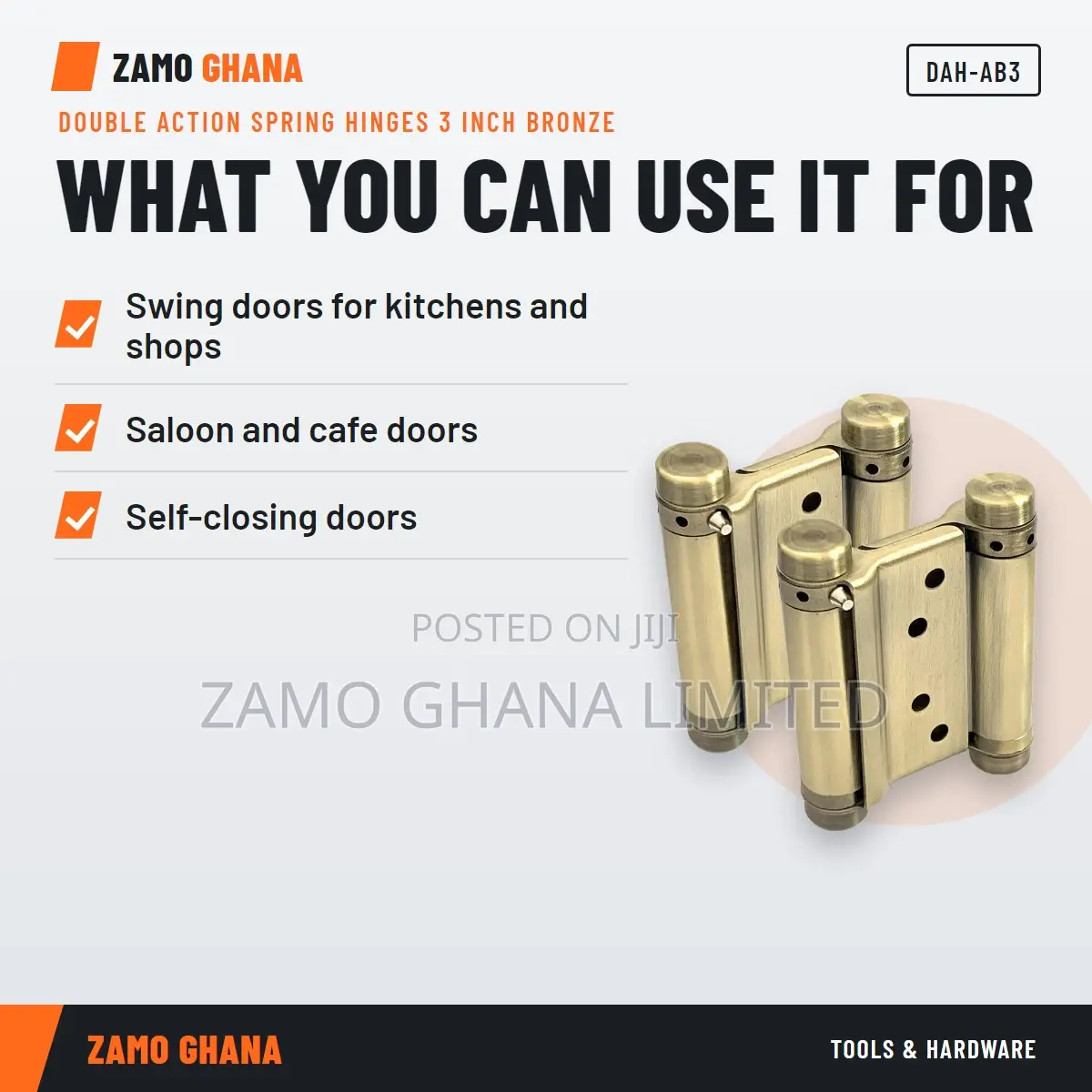 Double Action Spring Hinges 3 Inch Bronze - Dah-Ab3