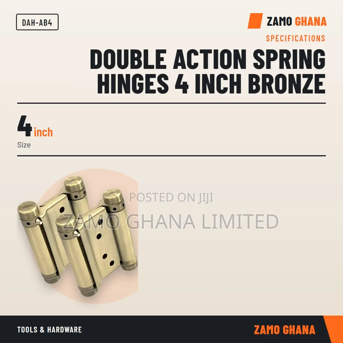 Double Action Spring Hinges 4 Inch Bronze - Dah-Ab4