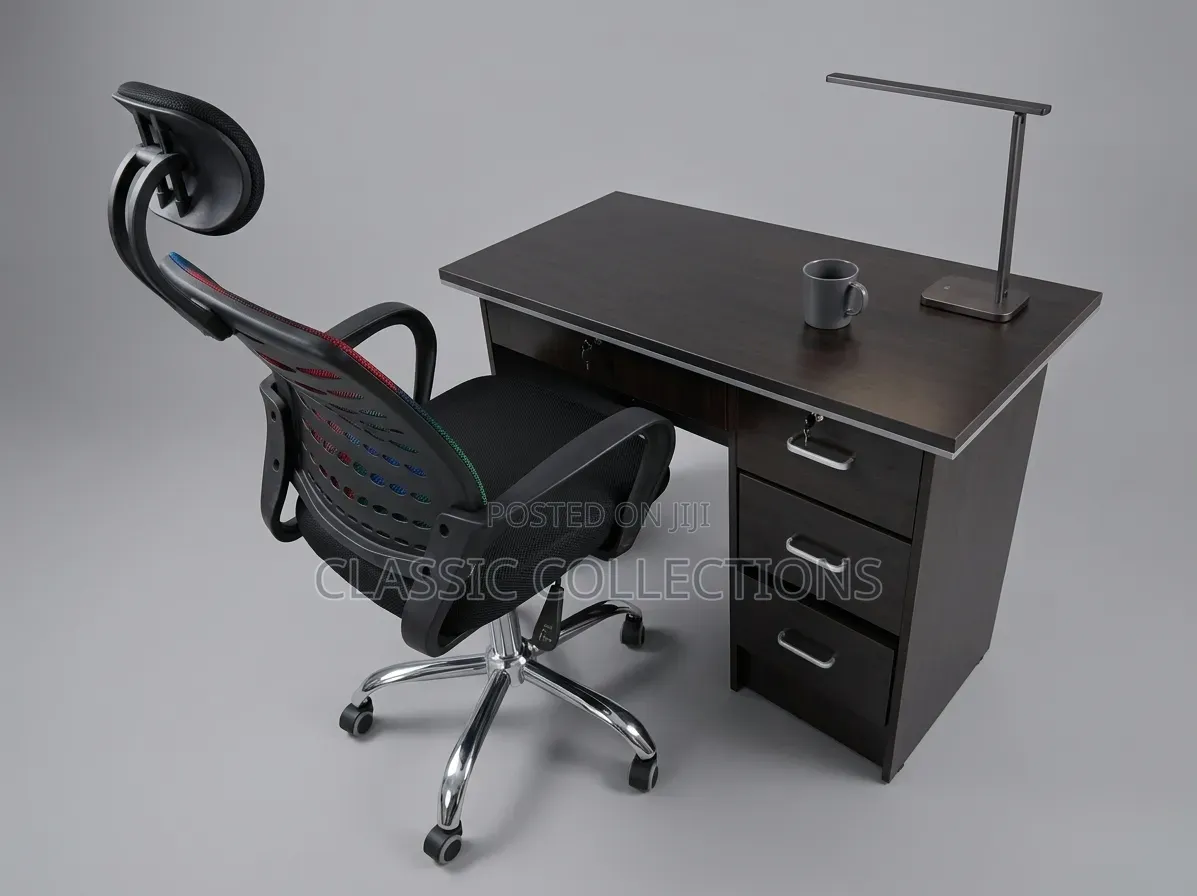 1.2m Executive Desk With 3Drawer Storage & Ergonomic Mesh Swivel Chair