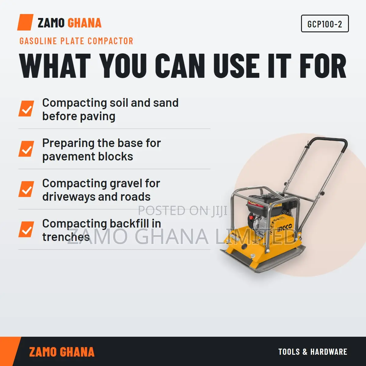 Ingco Gasoline Plate Compactor(6.5hp) # Gcp100-2