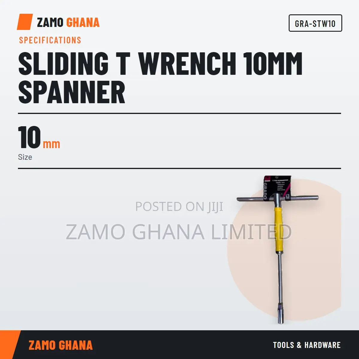 Sliding T Wrench 10mm Spanner - Gra-Stw10