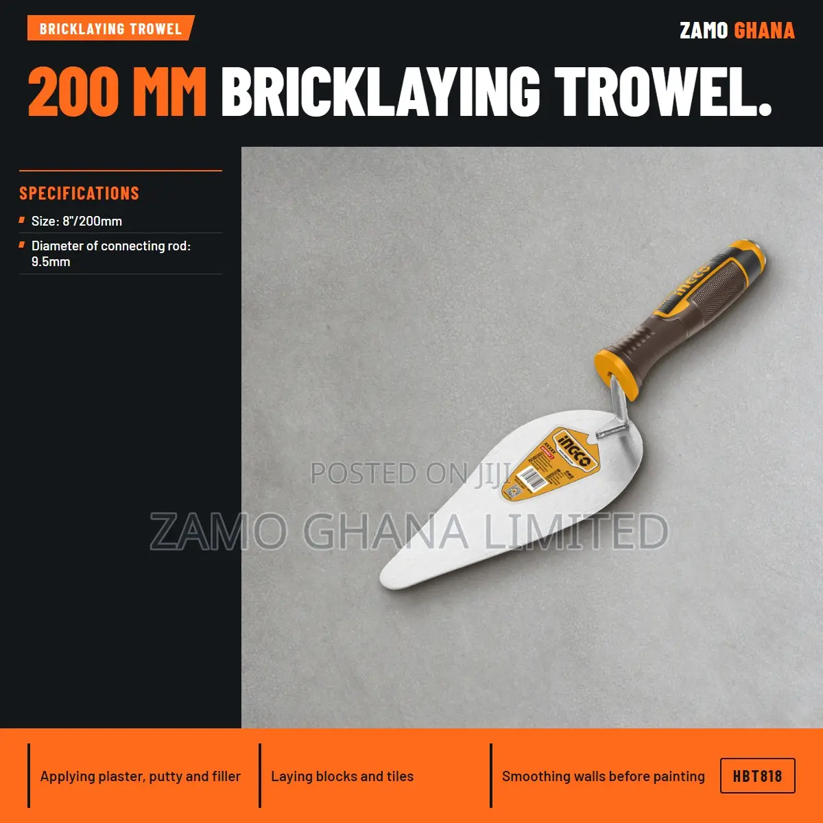 Bricklaying Trowel 8" - Hbt818