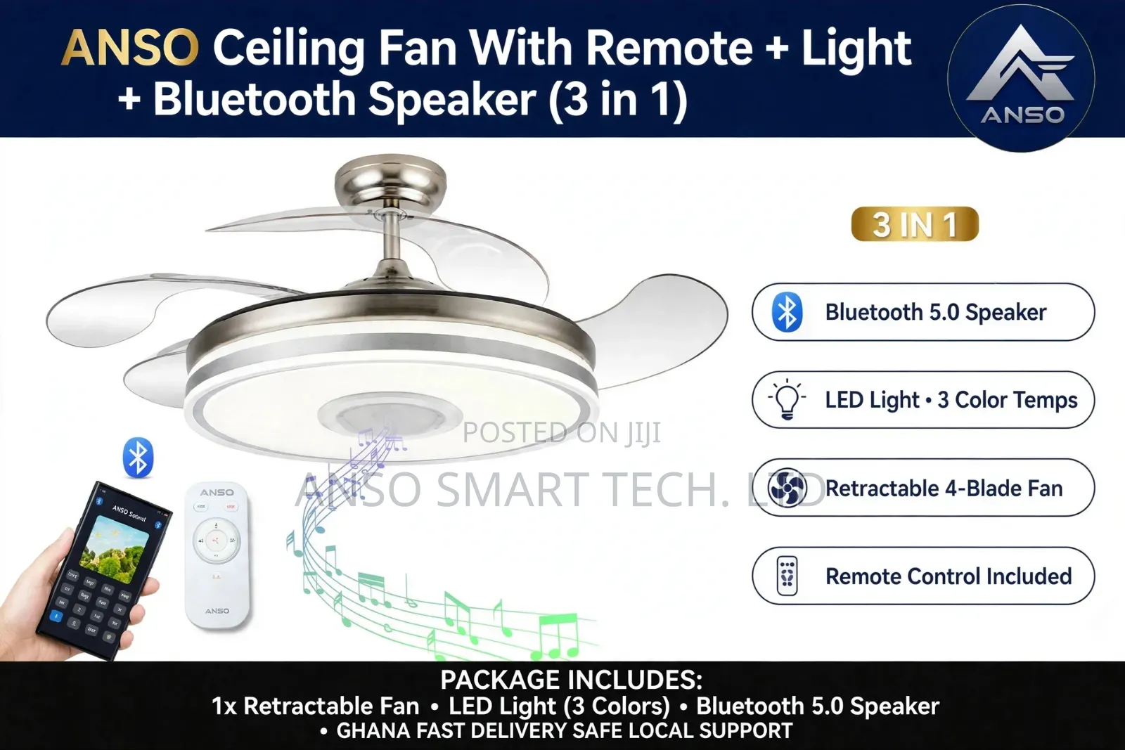 ANSO Ceiling Fans With Remote