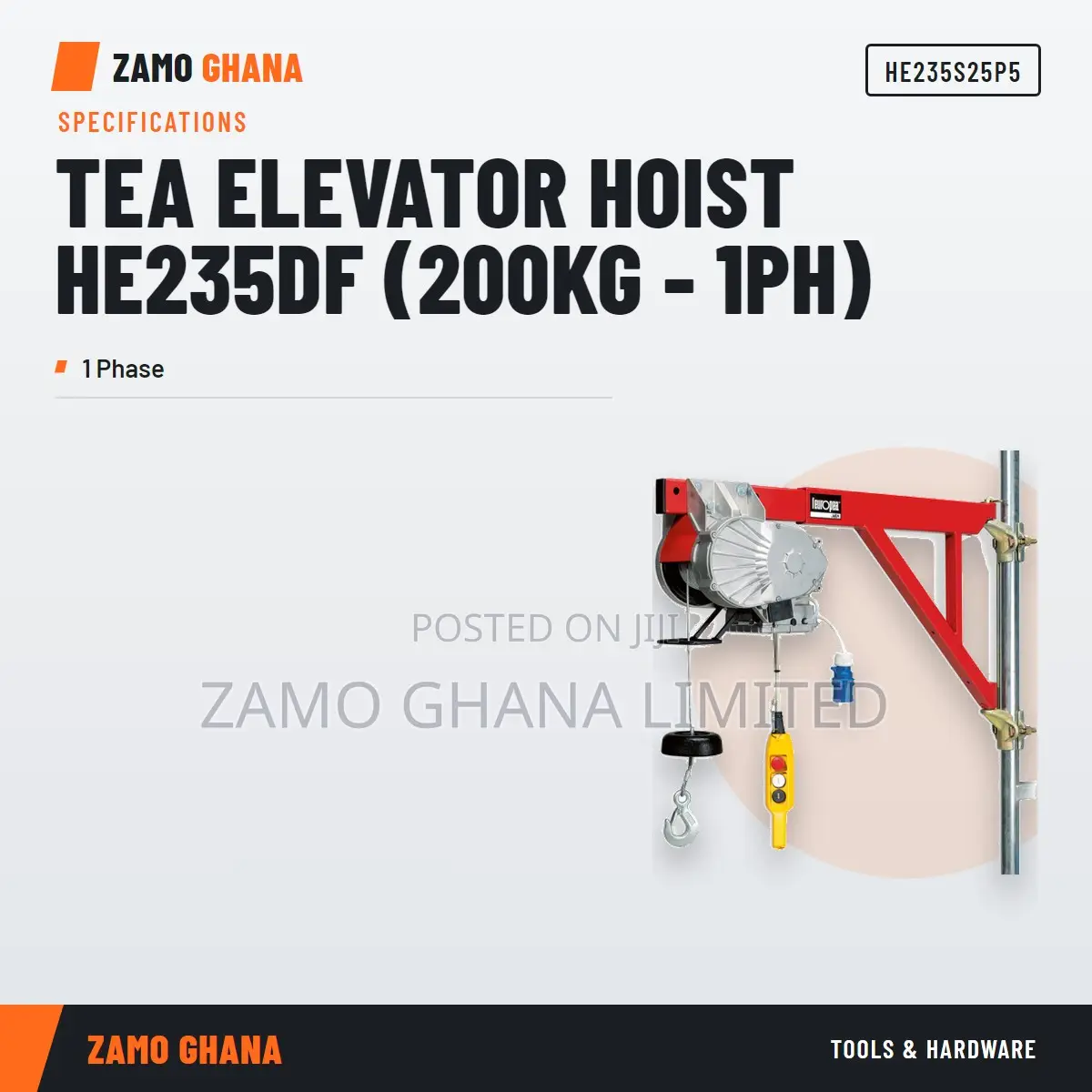 Tea Elevator Hoist He235df (200kg - 1ph) - He235s25p5