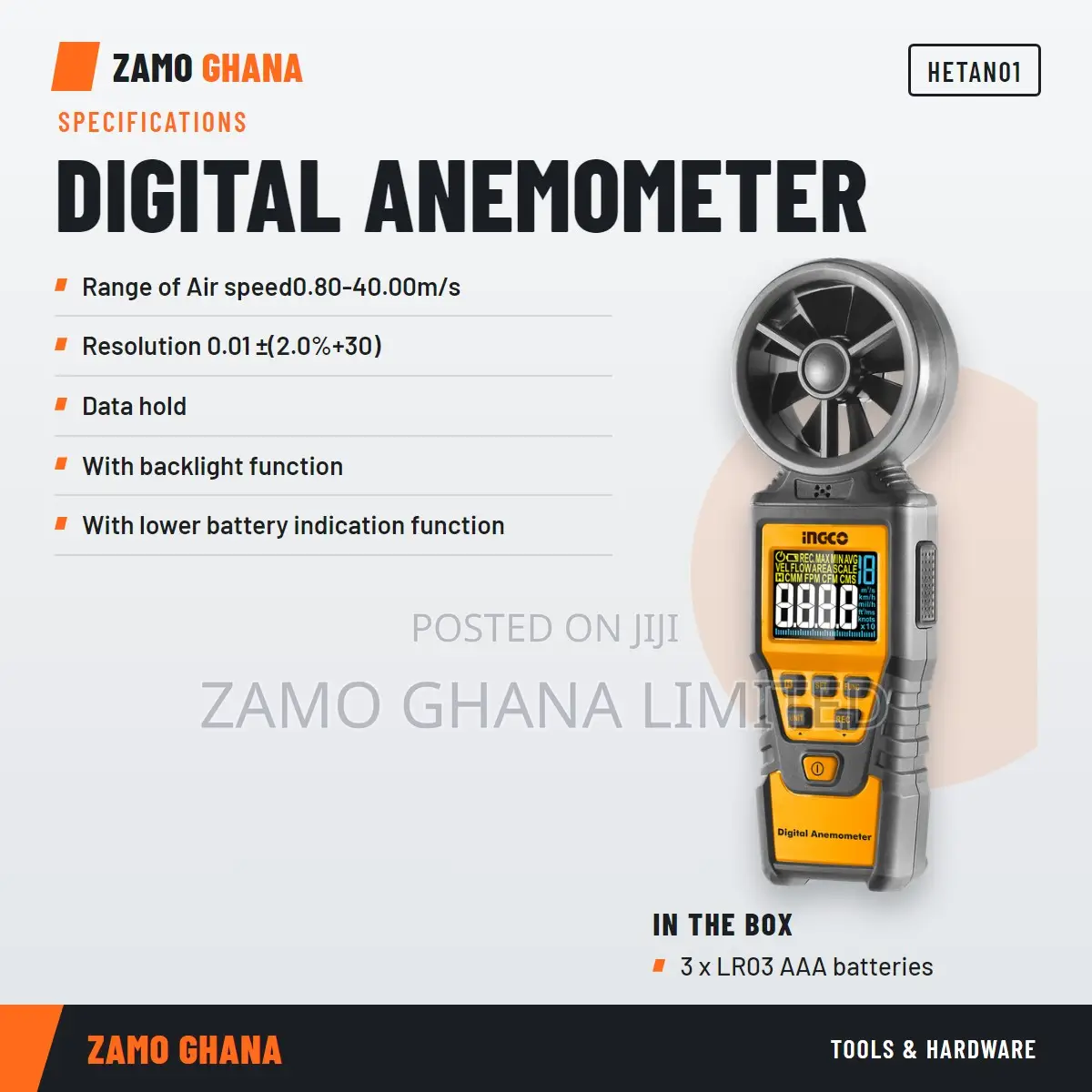 Digital Anemometer - Hetan01