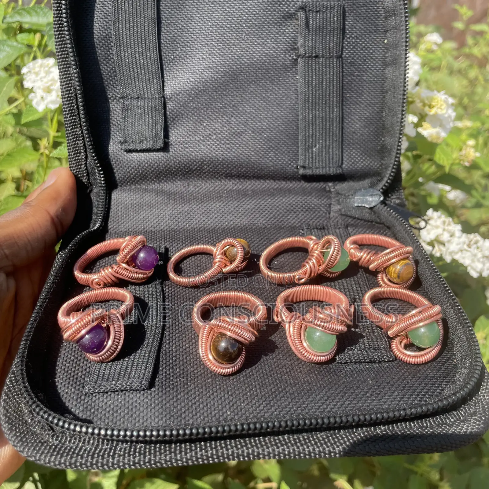 Green Aventurine, Amethyst and Tiger Eye Rings