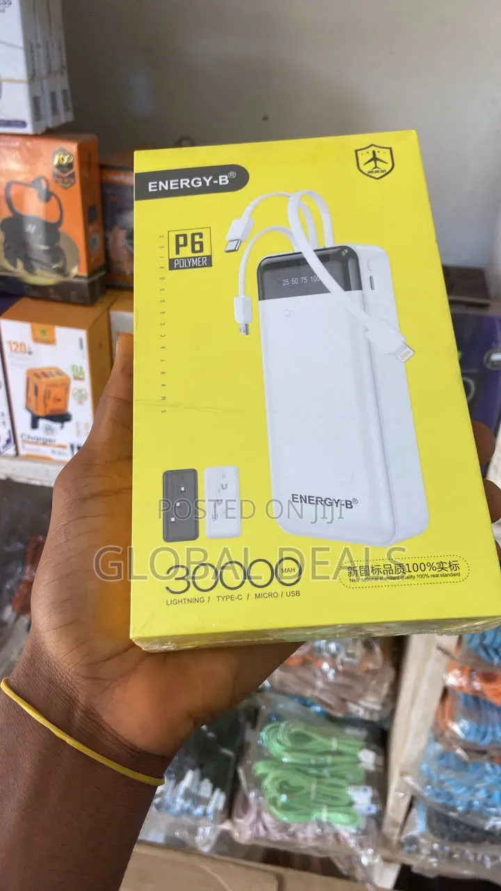 ENERGY-B P6 30000mAh Powerbank - With Built-in Cables