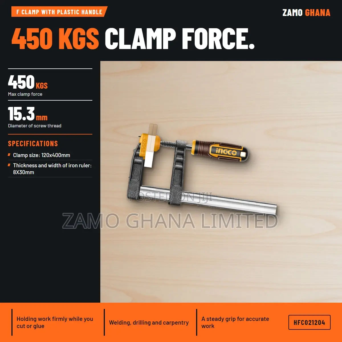 F Clamp With Plastic Handle - Hfc021204