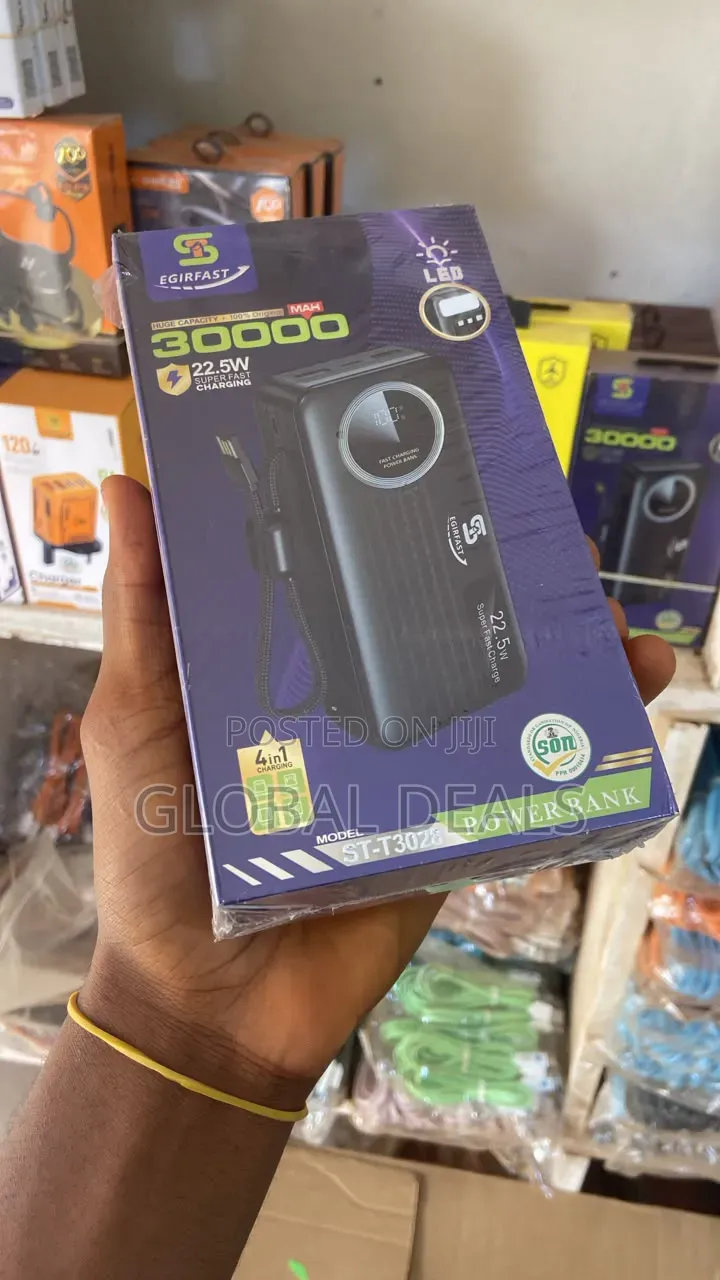 EGIRFAST 30000mAh Power Bank - 22.5W Super Fast Charge,4in1,LED Light