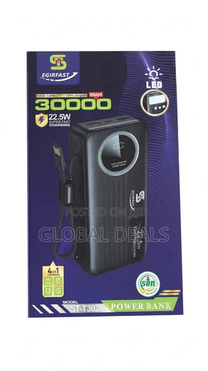 EGIRFAST 30000mAh Power Bank - 22.5W Super Fast Charge,4in1,LED Light