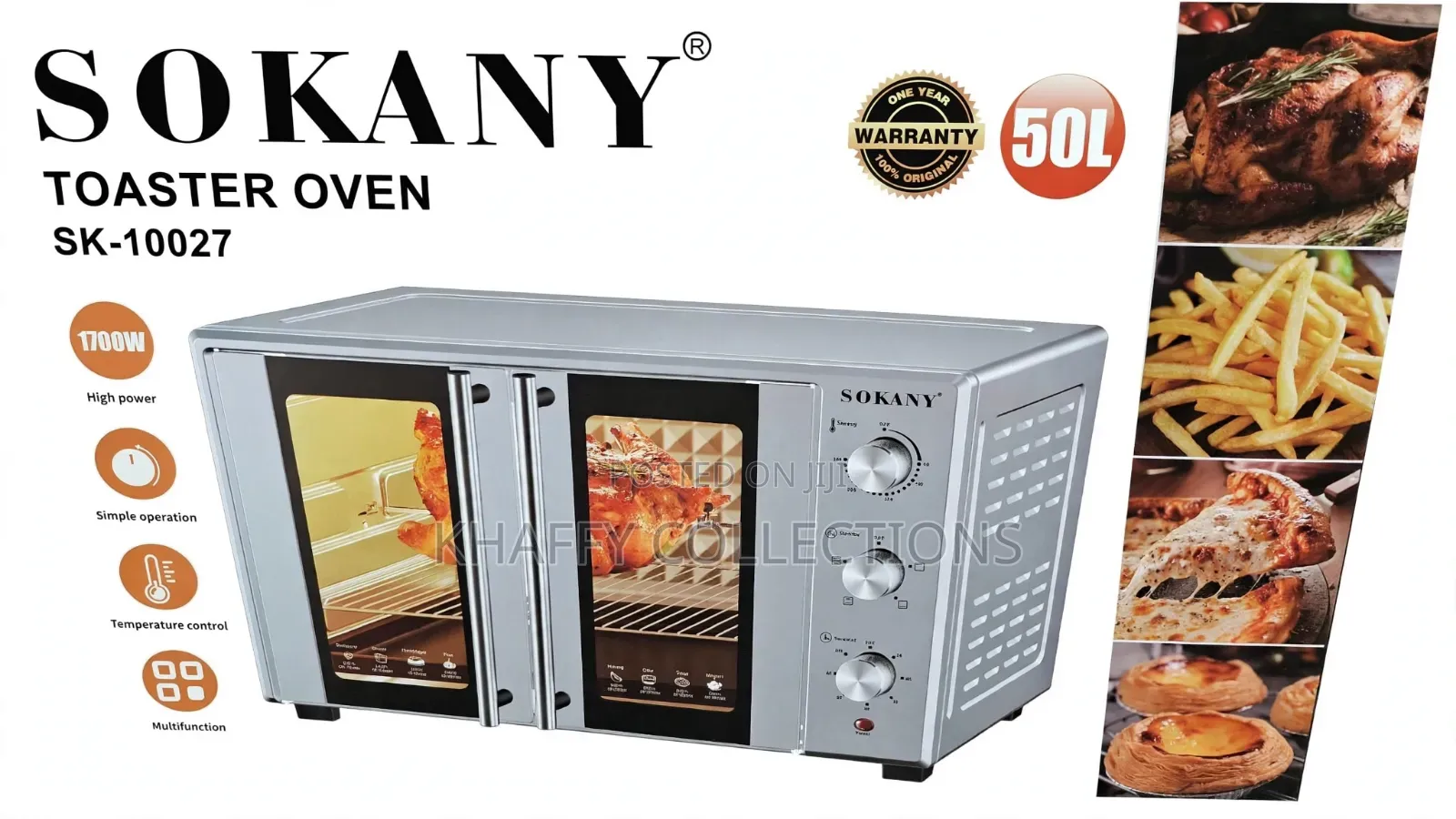 Sokany 50L Toaster Oven 1700W - 1 Year Warranty
