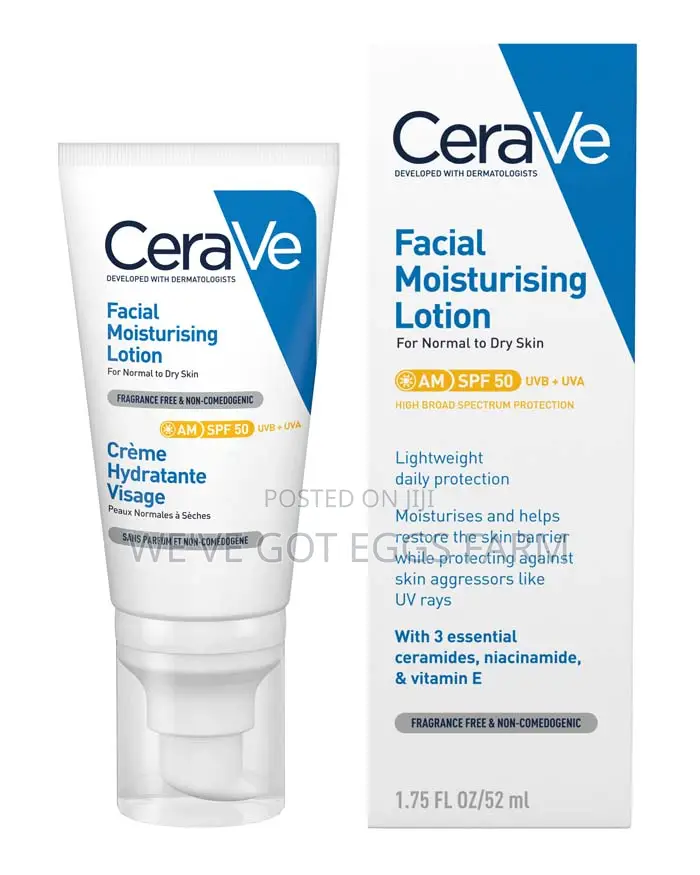 Original CeraVe AM Facial Moisturising Lotion SPF50 – 52ml UK