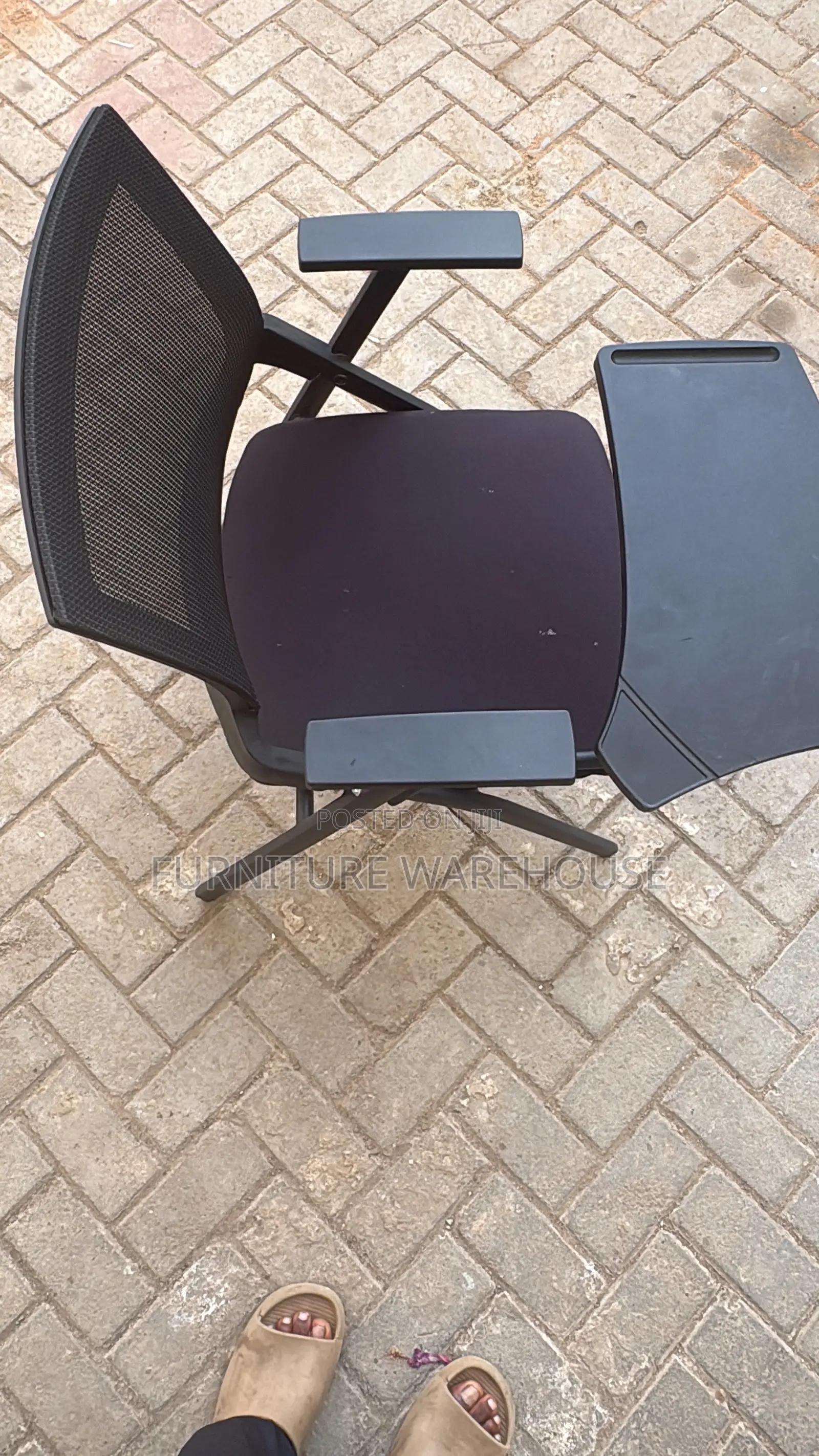 Ergonomic Mesh Training Chair With Foldable Writing Tablet Arm.
