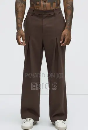 Ronan High Waisted Pleated Trousers-Brown