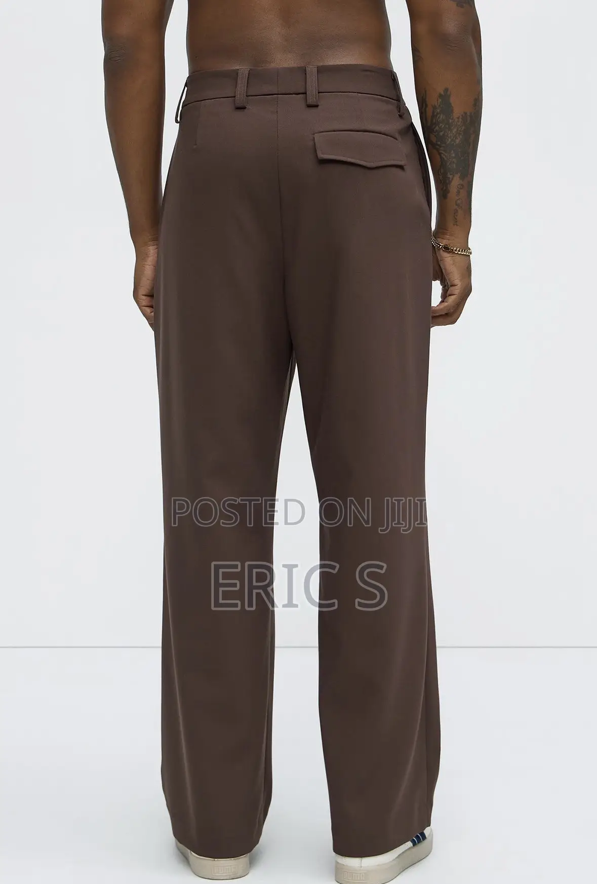 Ronan High Waisted Pleated Trousers-Brown