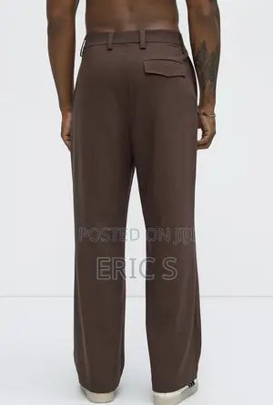 Ronan High Waisted Pleated Trousers-Brown