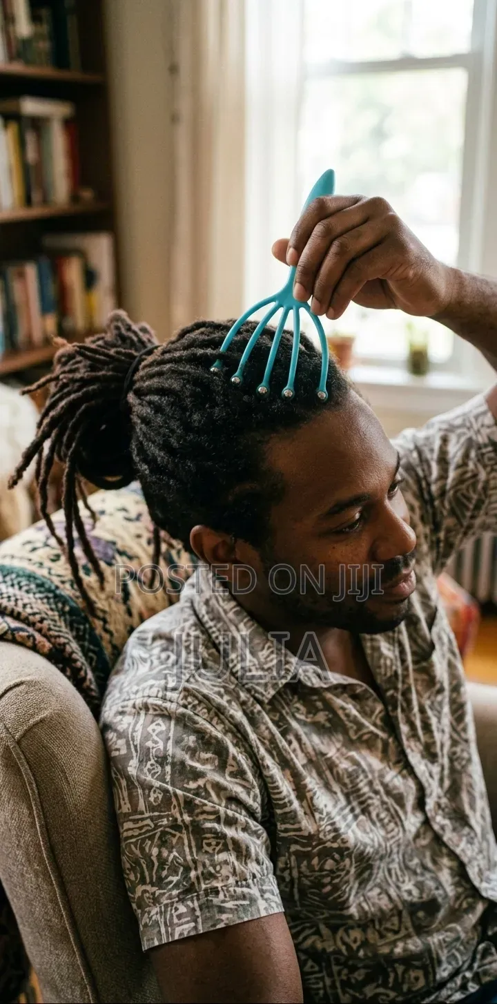 LOCS COMB. A 5-Claw Hand-Held Tool With Metal Beads Fitted at the Tips