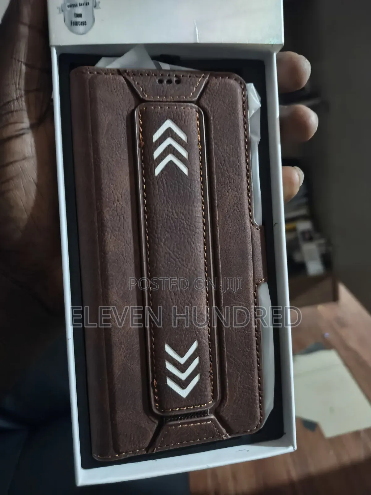 Samsung Fold 6 Case Leather With Straps and Screen Protector (Brown)