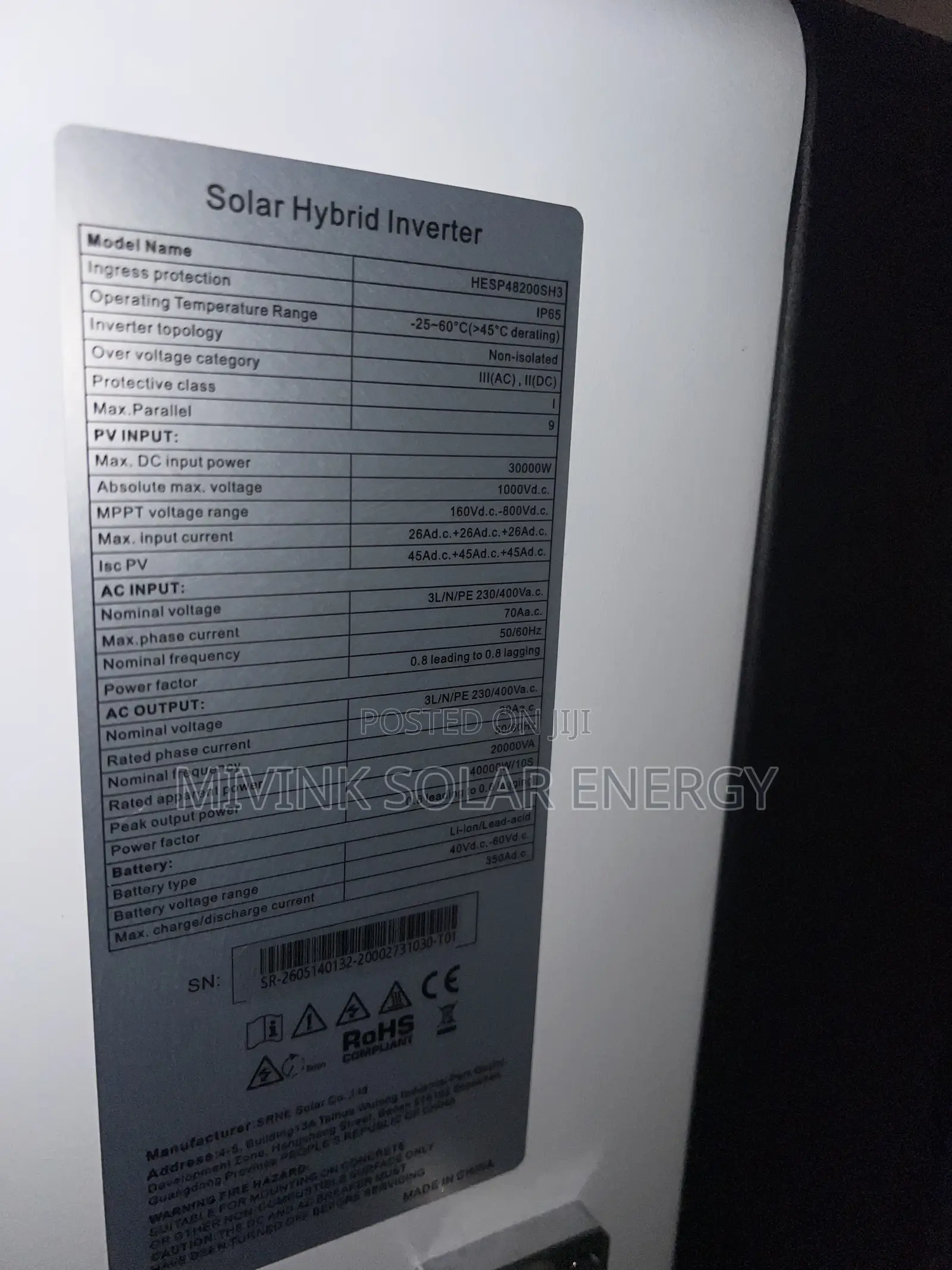20kw Outdoor SRNE Inverter