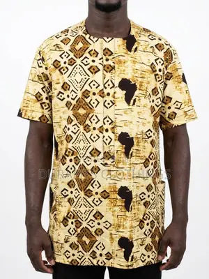 Geometric Batik Print Short-Sleeve Kaftan Shirt