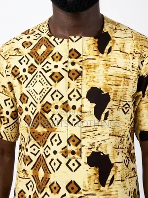 Geometric Batik Print Short-Sleeve Kaftan Shirt
