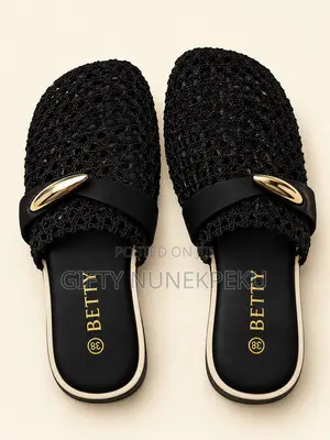 Title: Ladies’ Betty Luxury Slippers – Black & Brown, Size 38